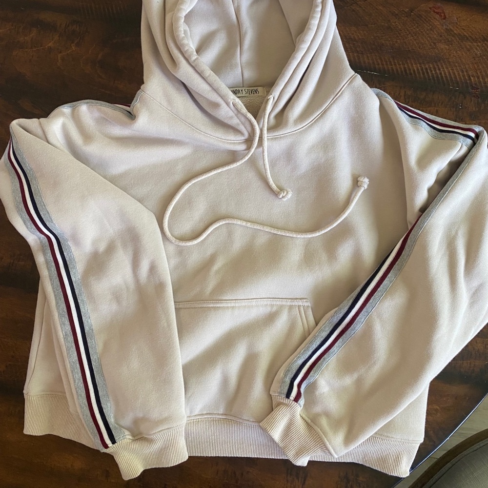 Sunday Stevens Cream/Tan Sweatshirt with Stripe Detailing